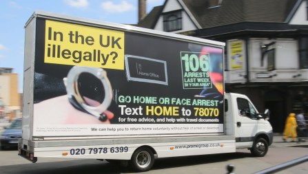 The UK government’s ‘Go Home’ van. Photographer: Rick Findler (www.rickfindler.photoshelter.com) 